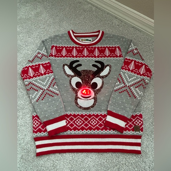 Kids Tipsy Elves Rudolph the Red-Nosed Reindeer Sweater, size Youth Small - Picture 4 of 6